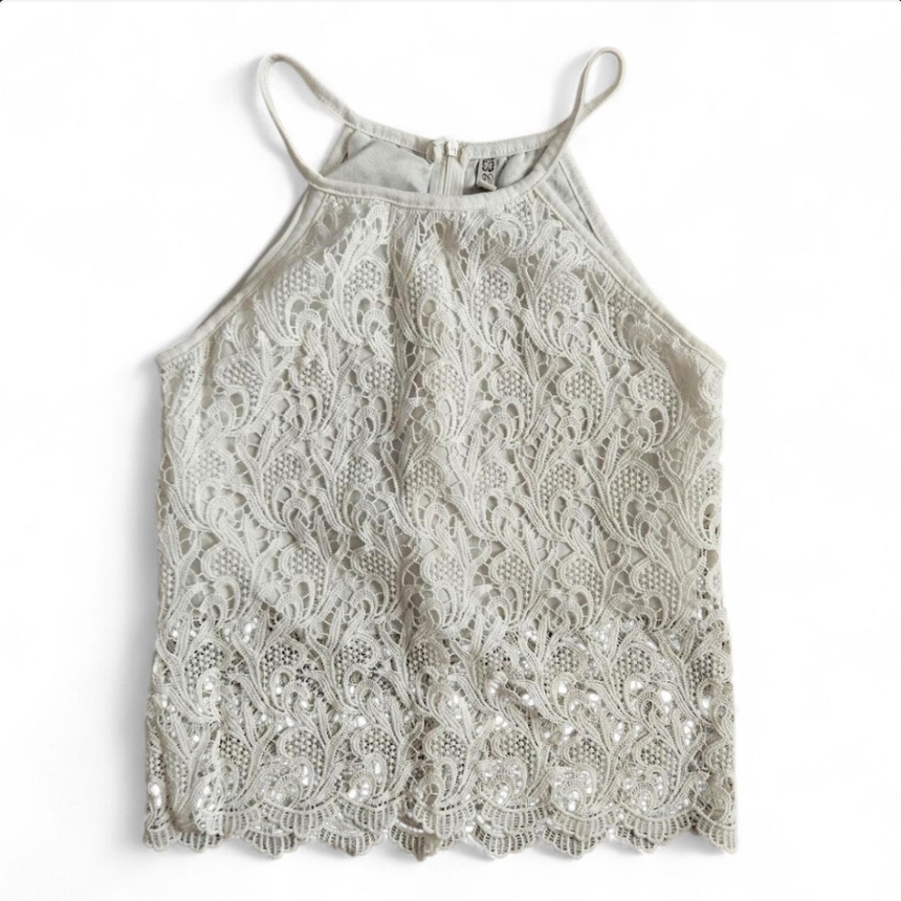 Womens White Lace Halter top, size small